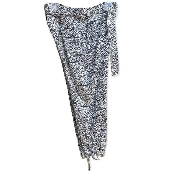 Ralph Lauren LRL Sz 12 Black White Print Pants Belted Drawstring Viscose - Picture 4 of 8